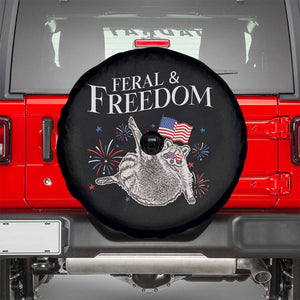 Funny Feral And Free Spare Tire Cover 4th of July Patriotic Raccoon With American Flag TS11 Black Print Your Wear