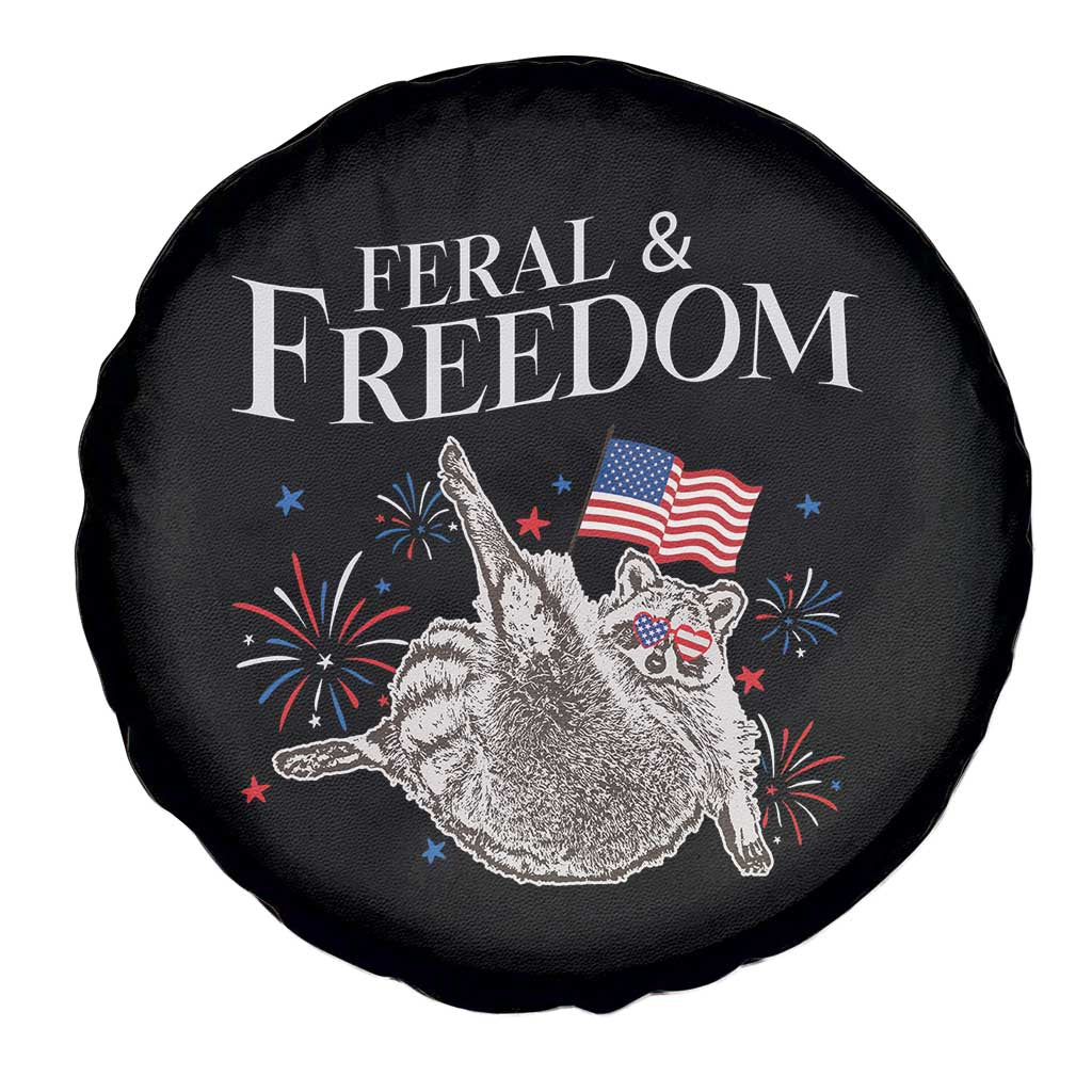 Funny Feral And Free Spare Tire Cover 4th of July Patriotic Raccoon With American Flag TS11 Print Your Wear