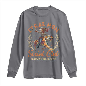 Funny Feral Mom Social Club Raising Hellions Long Sleeve Shirt Mother's Day TS11 Charcoal Print Your Wear