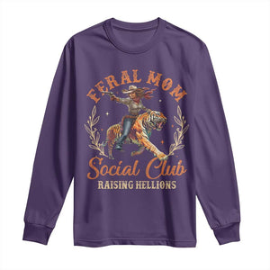 Funny Feral Mom Social Club Raising Hellions Long Sleeve Shirt Mother's Day TS11 Purple Print Your Wear