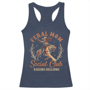 Funny Feral Mom Social Club Raising Hellions Racerback Tank Top Mother's Day TS11 Navy Print Your Wear