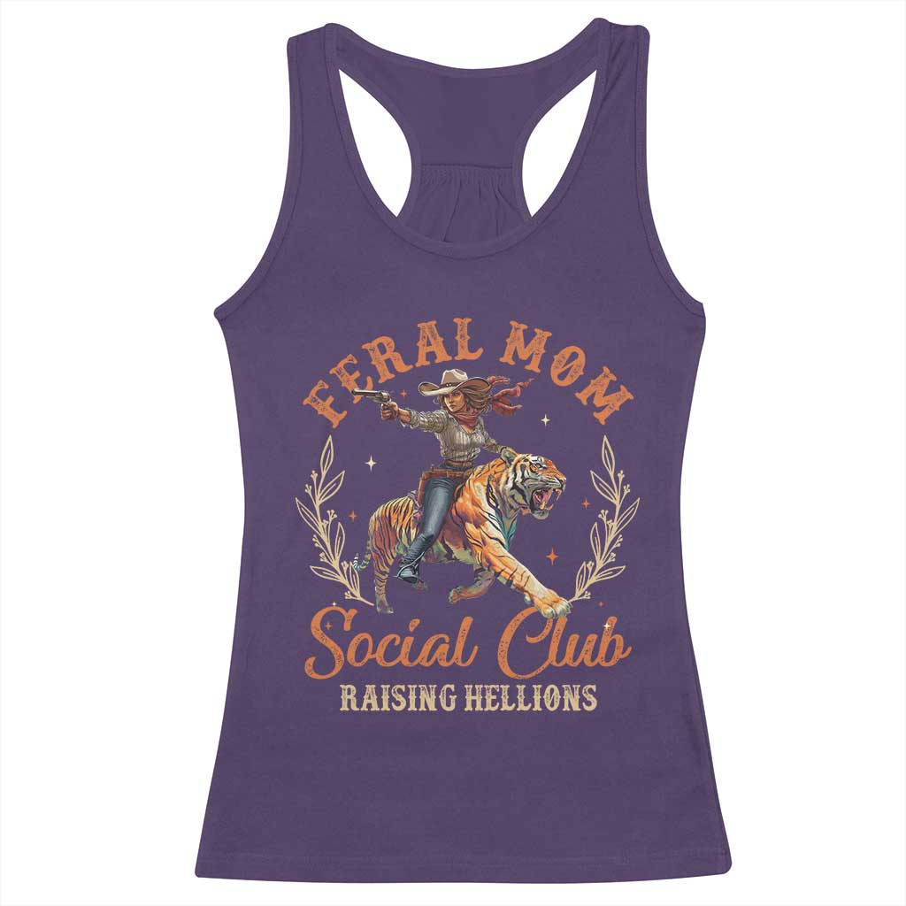 Funny Feral Mom Social Club Raising Hellions Racerback Tank Top Mother's Day TS11 Purple Print Your Wear