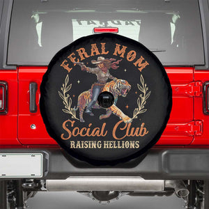 Funny Feral Mom Social Club Raising Hellions Spare Tire Cover Mother's Day TS11 Black Print Your Wear
