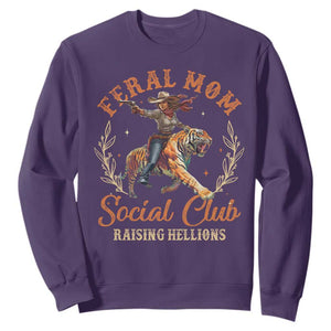 Funny Feral Mom Social Club Raising Hellions Sweatshirt Mother's Day TS11 Purple Print Your Wear