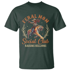 Funny Feral Mom Social Club Raising Hellions T Shirt Mother's Day TS11 Dark Forest Green Print Your Wear