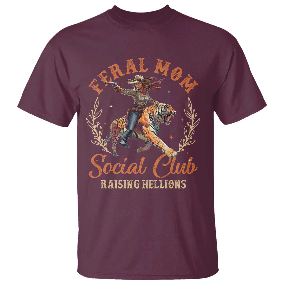 Funny Feral Mom Social Club Raising Hellions T Shirt Mother's Day TS11 Maroon Print Your Wear