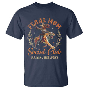 Funny Feral Mom Social Club Raising Hellions T Shirt Mother's Day TS11 Navy Print Your Wear