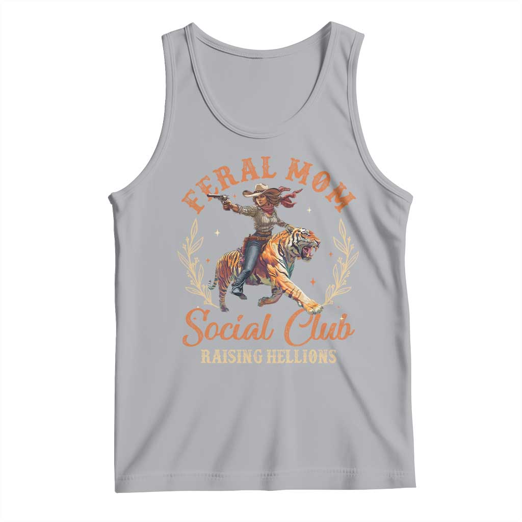 Funny Feral Mom Social Club Raising Hellions Tank Top Mother's Day TS11 Athletic Heather Print Your Wear
