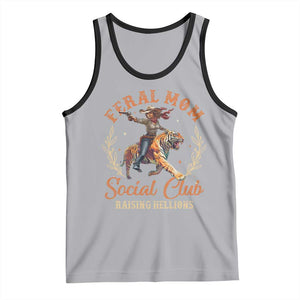 Funny Feral Mom Social Club Raising Hellions Tank Top Mother's Day TS11 Athletic Heather Black Print Your Wear