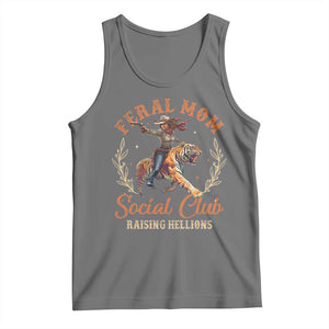 Funny Feral Mom Social Club Raising Hellions Tank Top Mother's Day TS11 Black Heather Print Your Wear