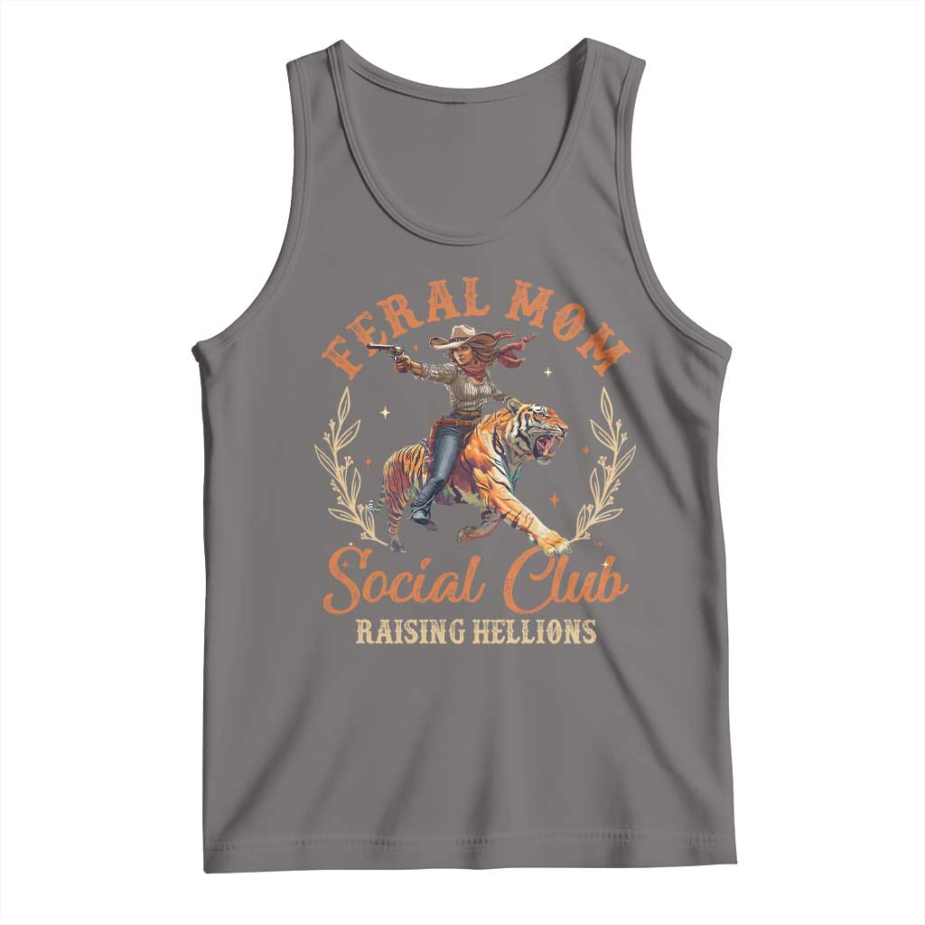 Funny Feral Mom Social Club Raising Hellions Tank Top Mother's Day TS11 Deep Heather Print Your Wear