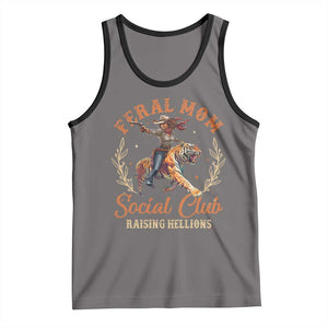 Funny Feral Mom Social Club Raising Hellions Tank Top Mother's Day TS11 Deep Heather Black Print Your Wear
