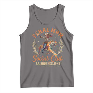 Funny Feral Mom Social Club Raising Hellions Tank Top Mother's Day TS11 Deep Heather Print Your Wear