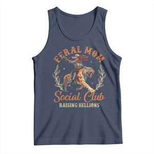 Funny Feral Mom Social Club Raising Hellions Tank Top Mother's Day TS11 Navy Print Your Wear