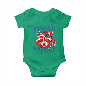 Funny Feral and Free Raccoon Baby Onesie Patriotic Bandana Animal 4th of July US Flag TS02 Irish Green Print Your Wear