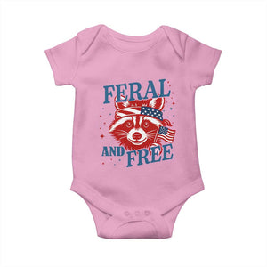 Funny Feral and Free Raccoon Baby Onesie Patriotic Bandana Animal 4th of July US Flag TS02 Light Pink Print Your Wear