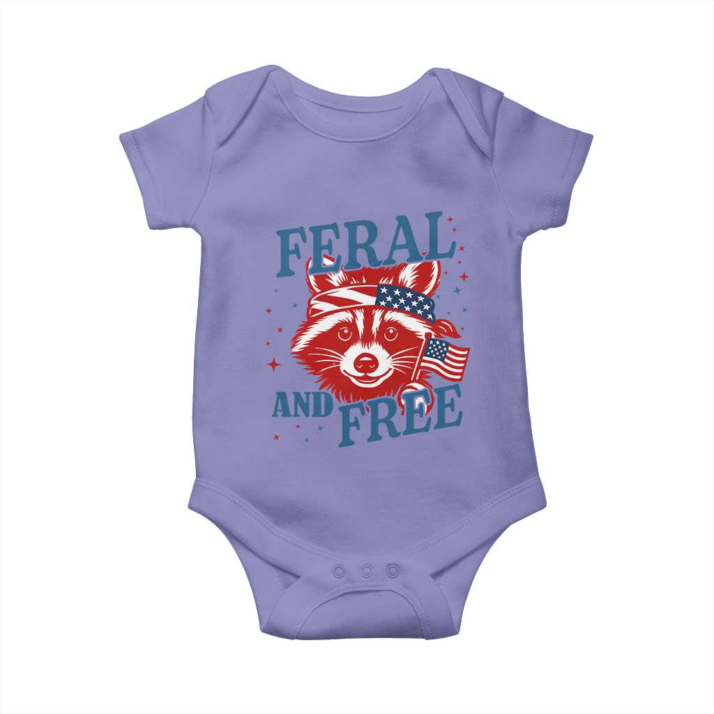 Funny Feral and Free Raccoon Baby Onesie Patriotic Bandana Animal 4th of July US Flag TS02 Violet Print Your Wear