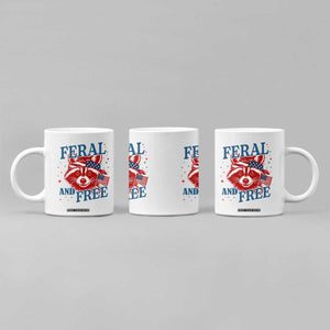 Funny Feral and Free Raccoon Coffee Mug Patriotic Bandana Animal 4th of July US Flag TS02 Print Your Wear