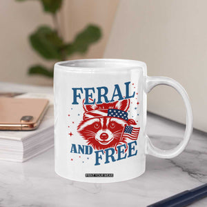 Funny Feral and Free Raccoon Coffee Mug Patriotic Bandana Animal 4th of July US Flag TS02 Print Your Wear