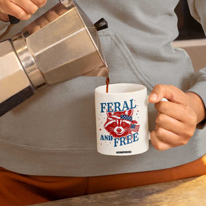 Funny Feral and Free Raccoon Coffee Mug Patriotic Bandana Animal 4th of July US Flag TS02 Print Your Wear
