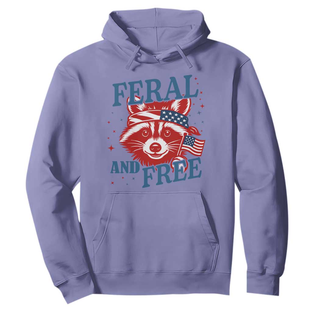 Funny Feral and Free Raccoon Hoodie Patriotic Bandana Animal 4th of July US Flag TS02 Violet Print Your Wear