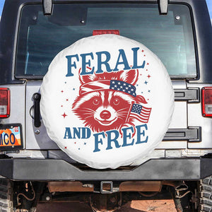 Funny Feral and Free Raccoon Spare Tire Cover Patriotic Bandana Animal 4th of July US Flag TS02 No hole White Print Your Wear