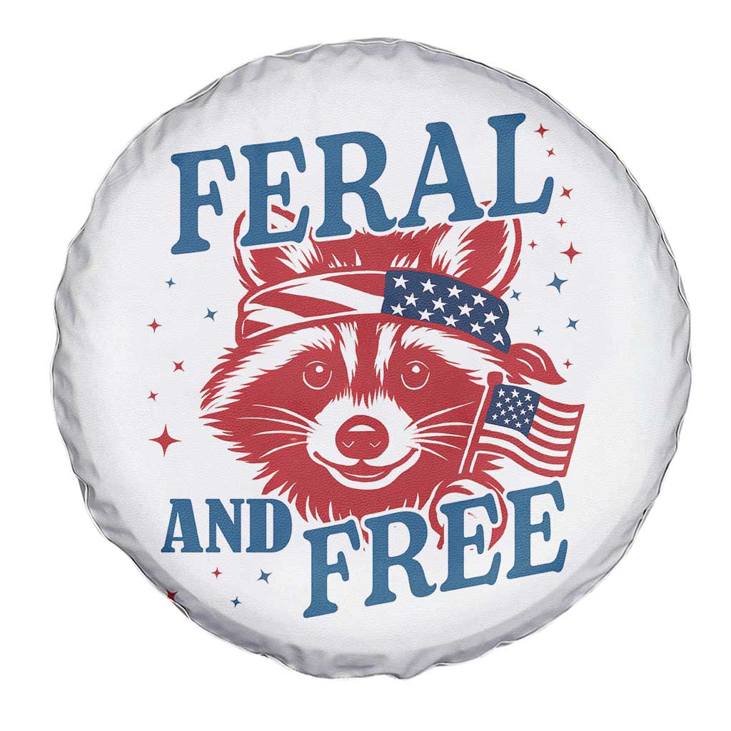 Funny Feral and Free Raccoon Spare Tire Cover Patriotic Bandana Animal 4th of July US Flag TS02 Print Your Wear
