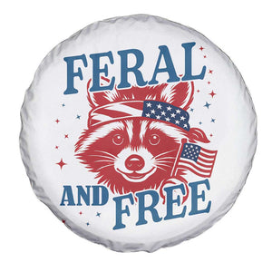 Funny Feral and Free Raccoon Spare Tire Cover Patriotic Bandana Animal 4th of July US Flag TS02 Print Your Wear