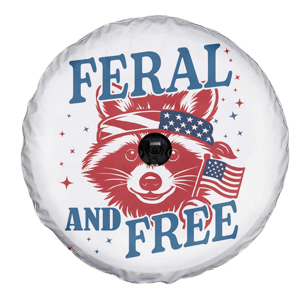 Funny Feral and Free Raccoon Spare Tire Cover Patriotic Bandana Animal 4th of July US Flag TS02 Print Your Wear