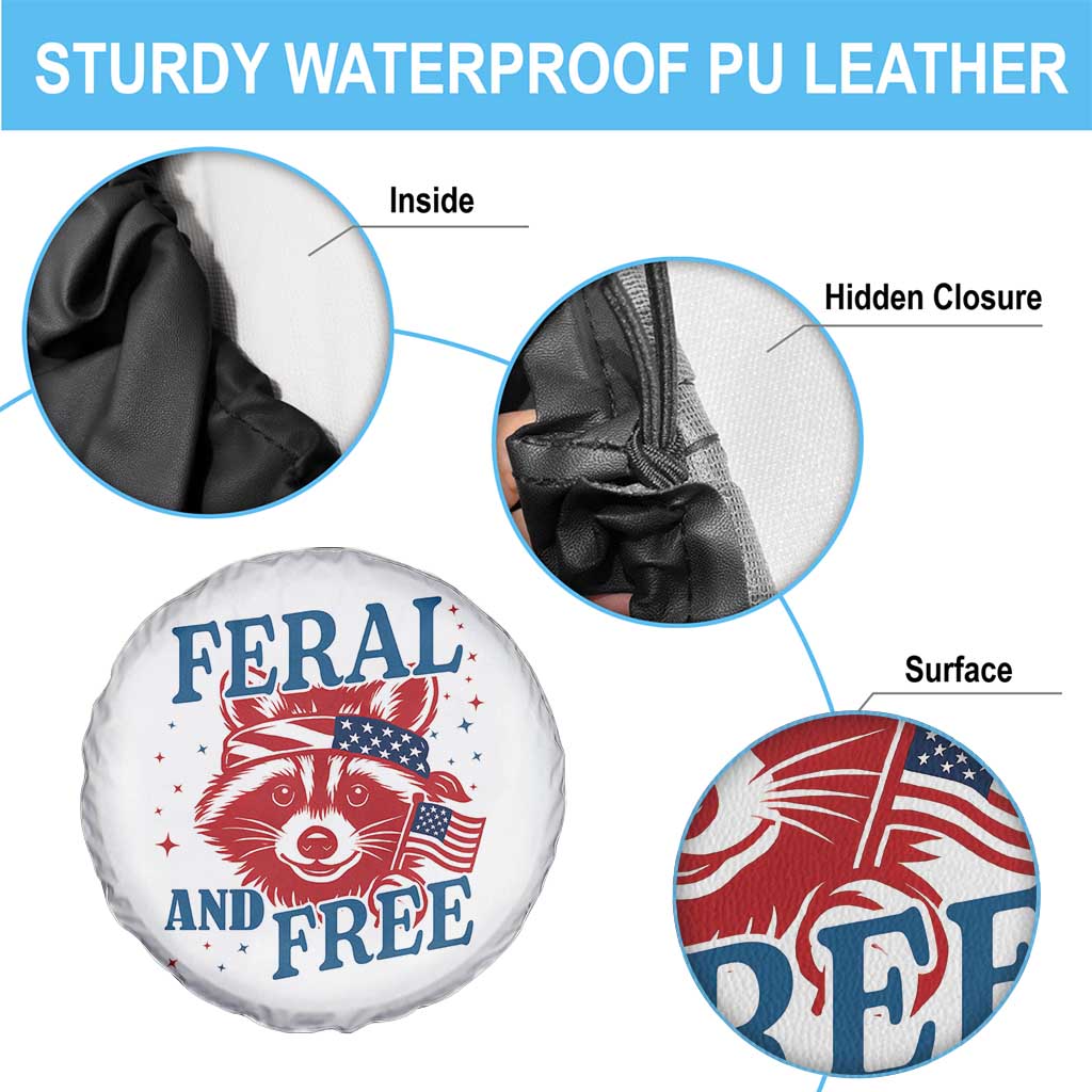 Funny Feral and Free Raccoon Spare Tire Cover Patriotic Bandana Animal 4th of July US Flag TS02 Print Your Wear