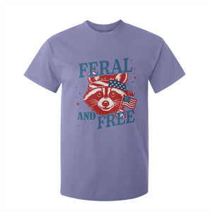 Funny Feral and Free Raccoon T Shirt For Kid Patriotic Bandana Animal 4th of July US Flag TS02 Violet Print Your Wear