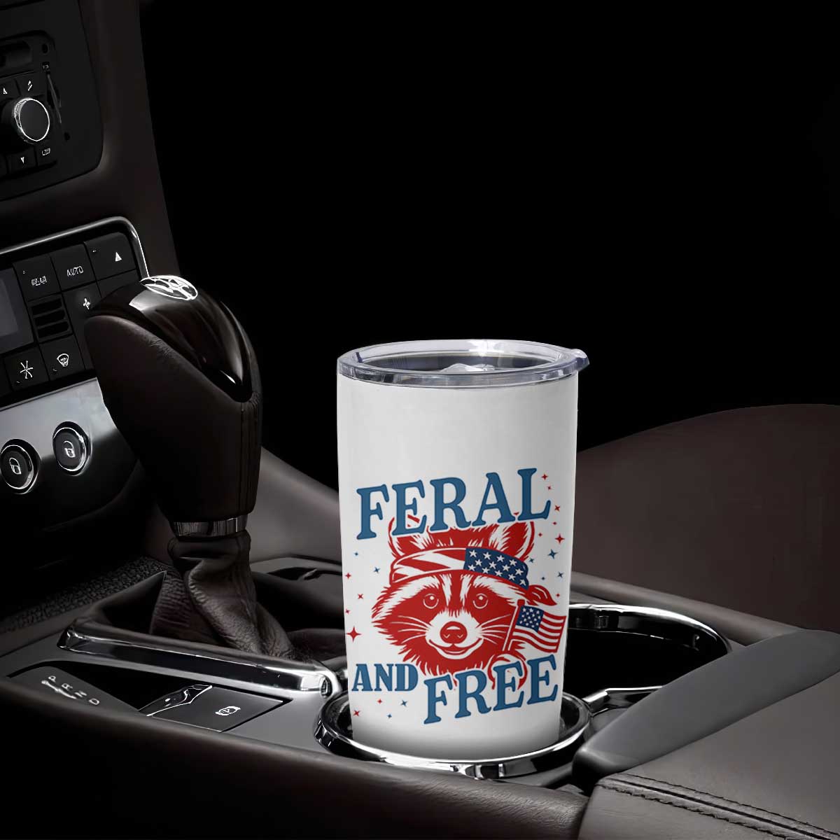 Funny Feral and Free Raccoon Tumbler Cup Patriotic Bandana Animal 4th of July US Flag TS02 Print Your Wear