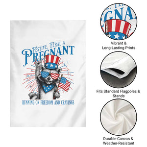 Funny Festive Feral and Pregnant Garden Flag Running On Freedom And Cravings 4th of July Maternity Raccoon TS11 Print Your Wear