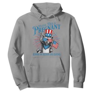 Funny Festive Feral and Pregnant Hoodie Running On Freedom And Cravings 4th of July Maternity Raccoon TS11 Sport Gray Print Your Wear