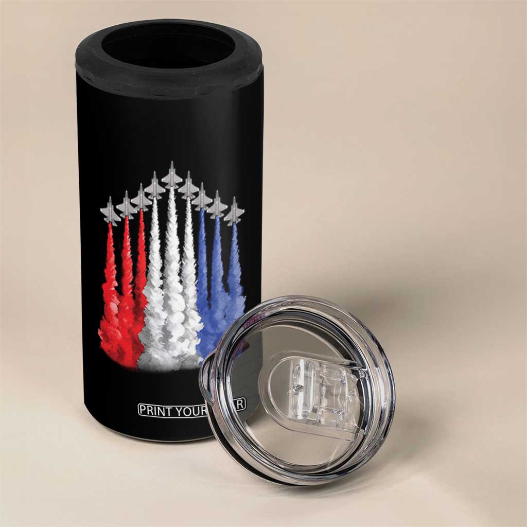 Funny Fighter Jet Airplane American Flag 4th Of July 4 in 1 Can Cooler Tumbler TS11 Print Your Wear
