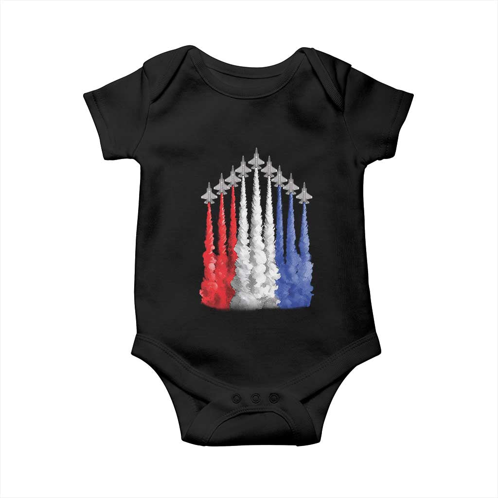 Funny Fighter Jet Airplane American Flag 4th Of July Baby Onesie TS11 Black Print Your Wear
