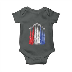 Funny Fighter Jet Airplane American Flag 4th Of July Baby Onesie TS11 Dark Heather Print Your Wear