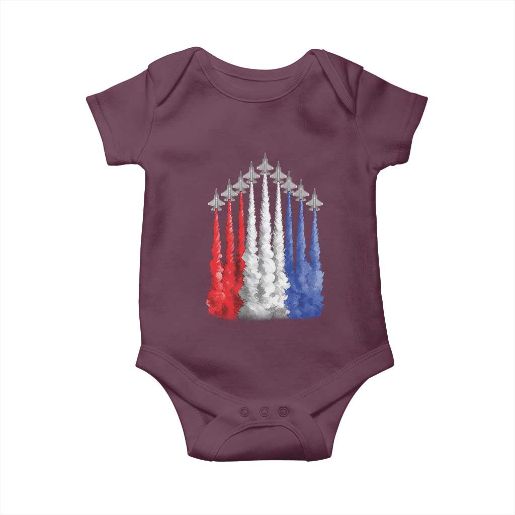 Funny Fighter Jet Airplane American Flag 4th Of July Baby Onesie TS11 Maroon Print Your Wear