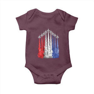 Funny Fighter Jet Airplane American Flag 4th Of July Baby Onesie TS11 Maroon Print Your Wear