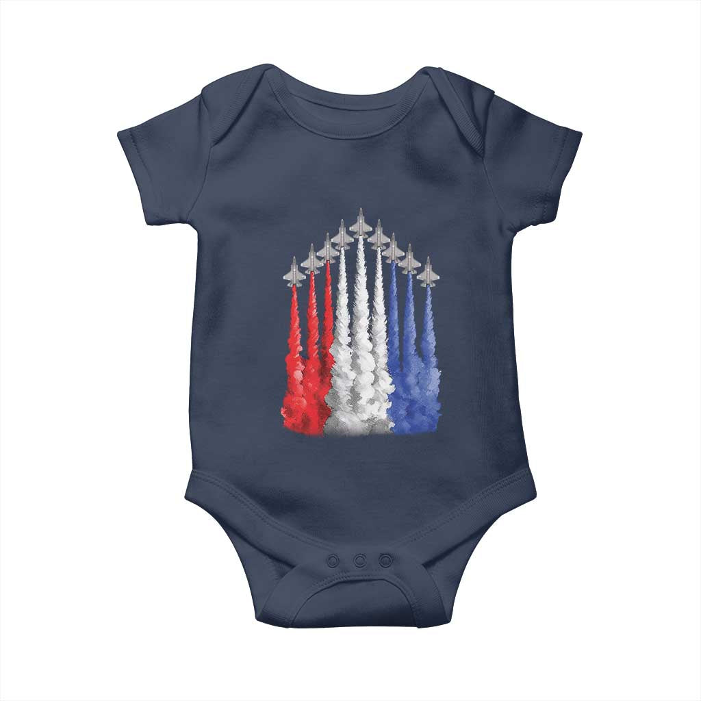 Funny Fighter Jet Airplane American Flag 4th Of July Baby Onesie TS11 Navy Print Your Wear
