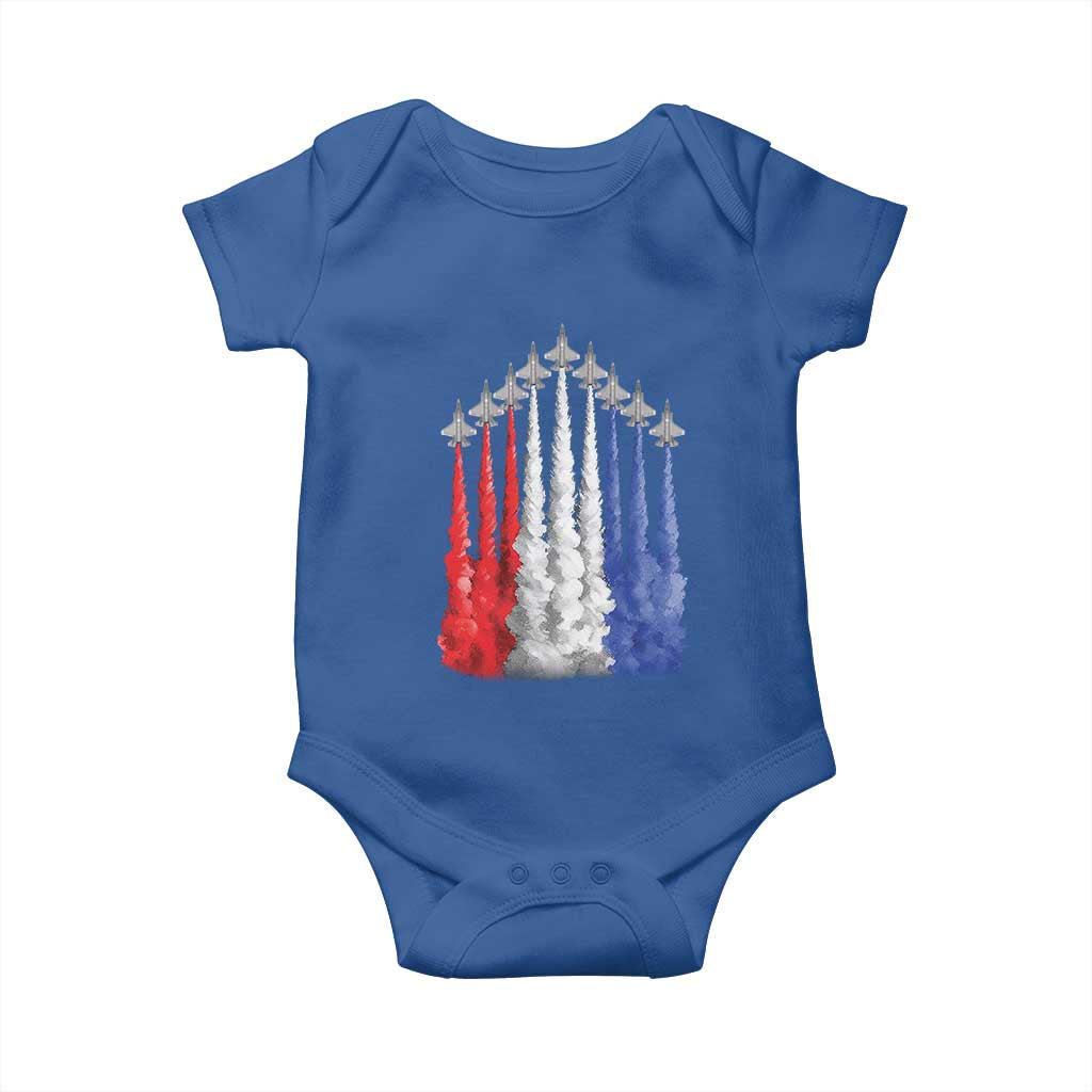 Funny Fighter Jet Airplane American Flag 4th Of July Baby Onesie TS11 Royal Blue Print Your Wear
