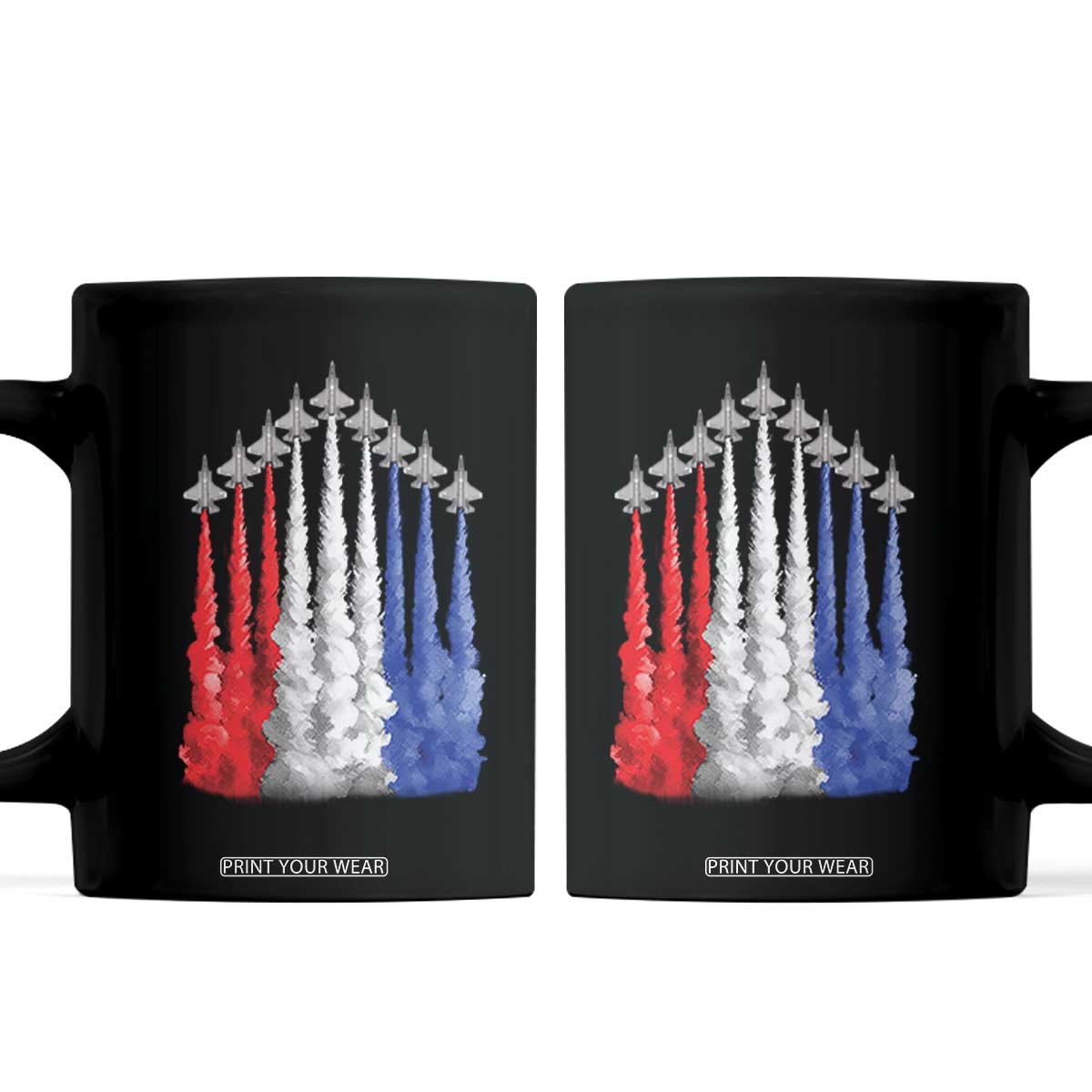Funny Fighter Jet Airplane American Flag 4th Of July Coffee Mug TS11 Black Print Your Wear