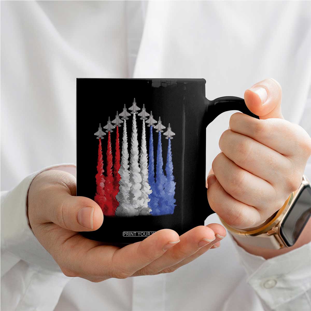 Funny Fighter Jet Airplane American Flag 4th Of July Coffee Mug TS11 Print Your Wear