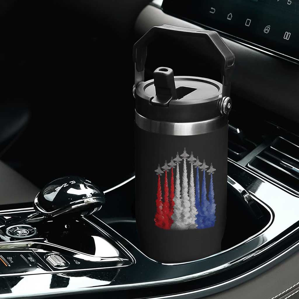 Funny Fighter Jet Airplane American Flag 4th Of July Flip Straw Tumbler TS11 Print Your Wear