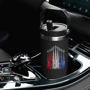 Funny Fighter Jet Airplane American Flag 4th Of July Flip Straw Tumbler TS11 Print Your Wear