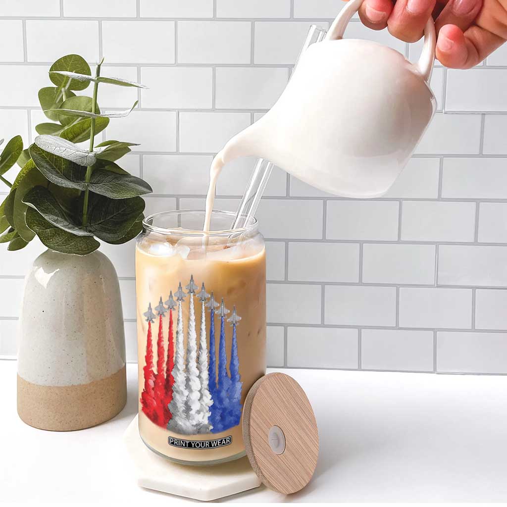 Funny Fighter Jet Airplane American Flag 4th Of July Glass Can TS11 Print Your Wear