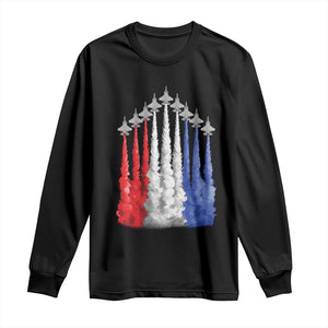 Funny Fighter Jet Airplane American Flag 4th Of July Long Sleeve Shirt TS11 Black Print Your Wear