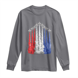 Funny Fighter Jet Airplane American Flag 4th Of July Long Sleeve Shirt TS11 Charcoal Print Your Wear