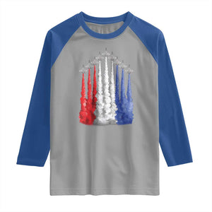 Funny Fighter Jet Airplane American Flag 4th Of July Raglan Shirt TS11 Sport Gray Royal Print Your Wear