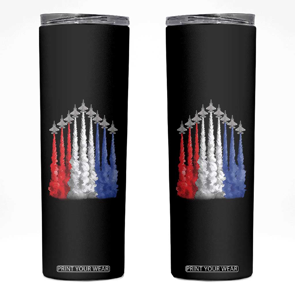 Funny Fighter Jet Airplane American Flag 4th Of July Skinny Tumbler TS11 Black Print Your Wear
